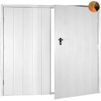 Fort Doors side hinged vertical medium rib woodrain