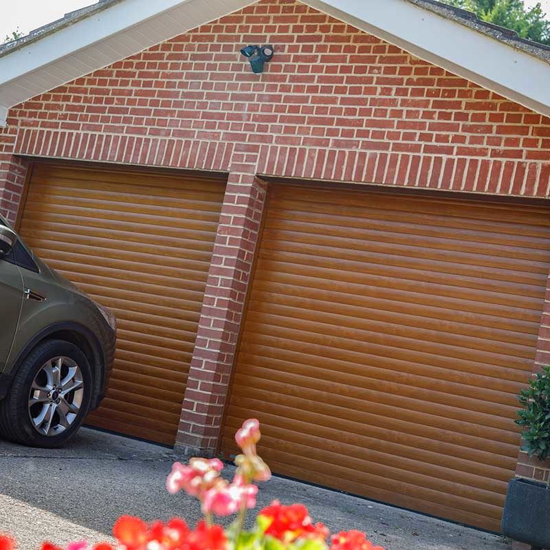 SeceuroGlide roller garage doors golden oak